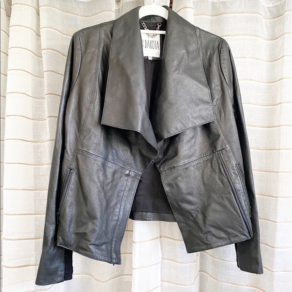 ✨BB Dakota Genuine Leather Draped Moto Jacket